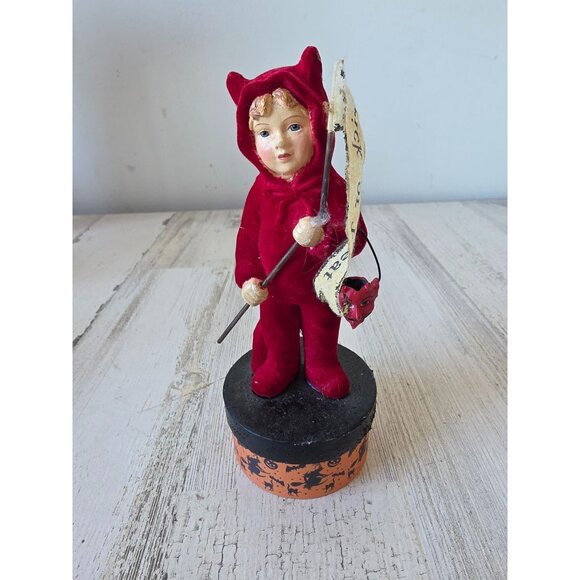 Vintage Bethany lowe devil trick or treat mask AS IS figurine trinket box velvet - Picture 1 of 11